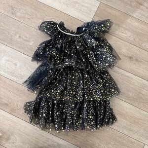 lola Black Tulle Dress with Gold Glitter Accents